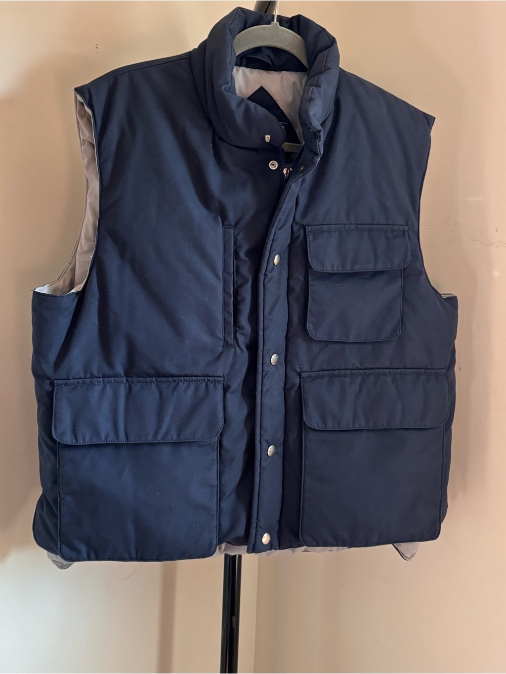 Men's Vintage Quilted Waterfowl Feather-Down Puffer Vest Jacket - Navy